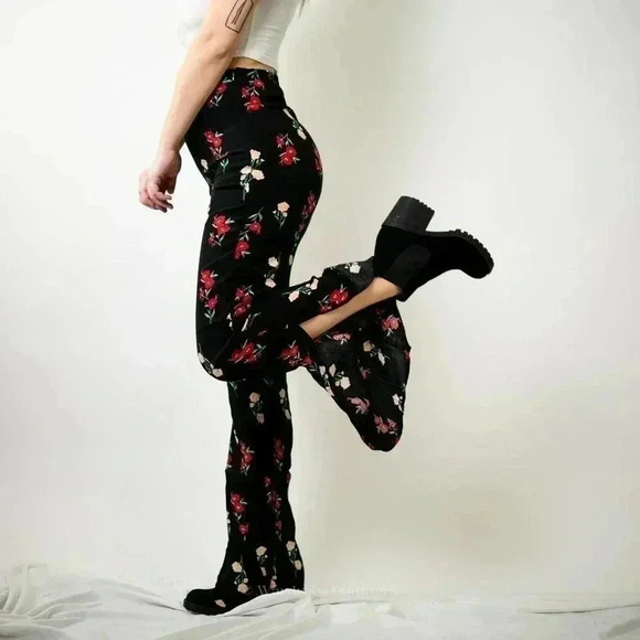 F21 Floral Wide Leg Pants - S - Picture 2 of 9